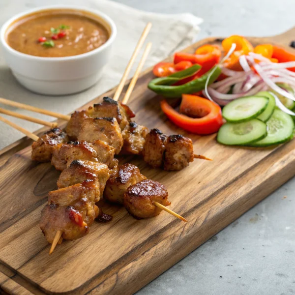 Pork Satay with Creamy Peanut Sauce